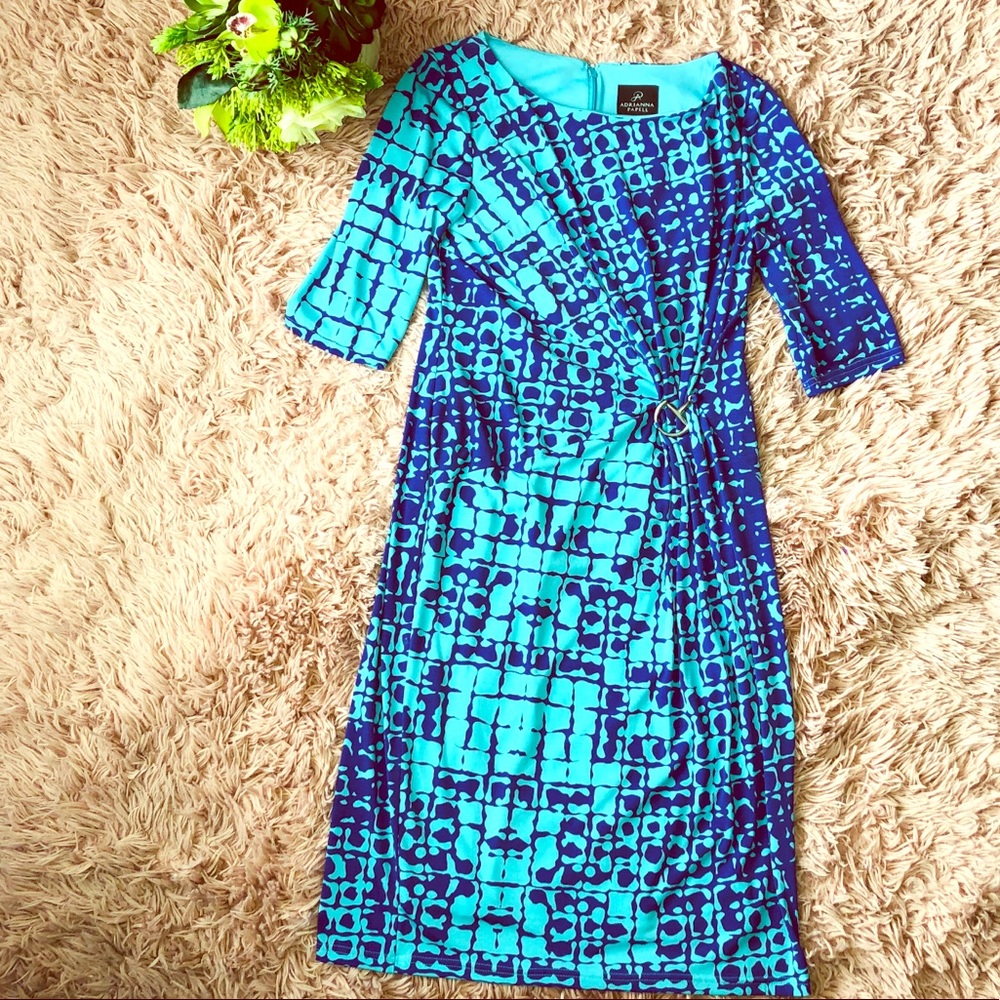 Adrianna Papell Blue Duo Color Dress